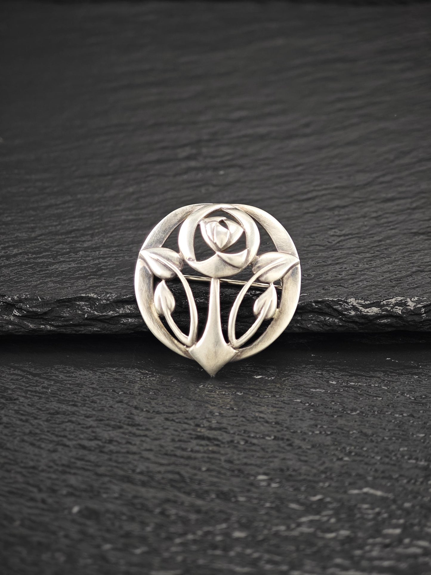 European Floral Brooch Sterling Silver