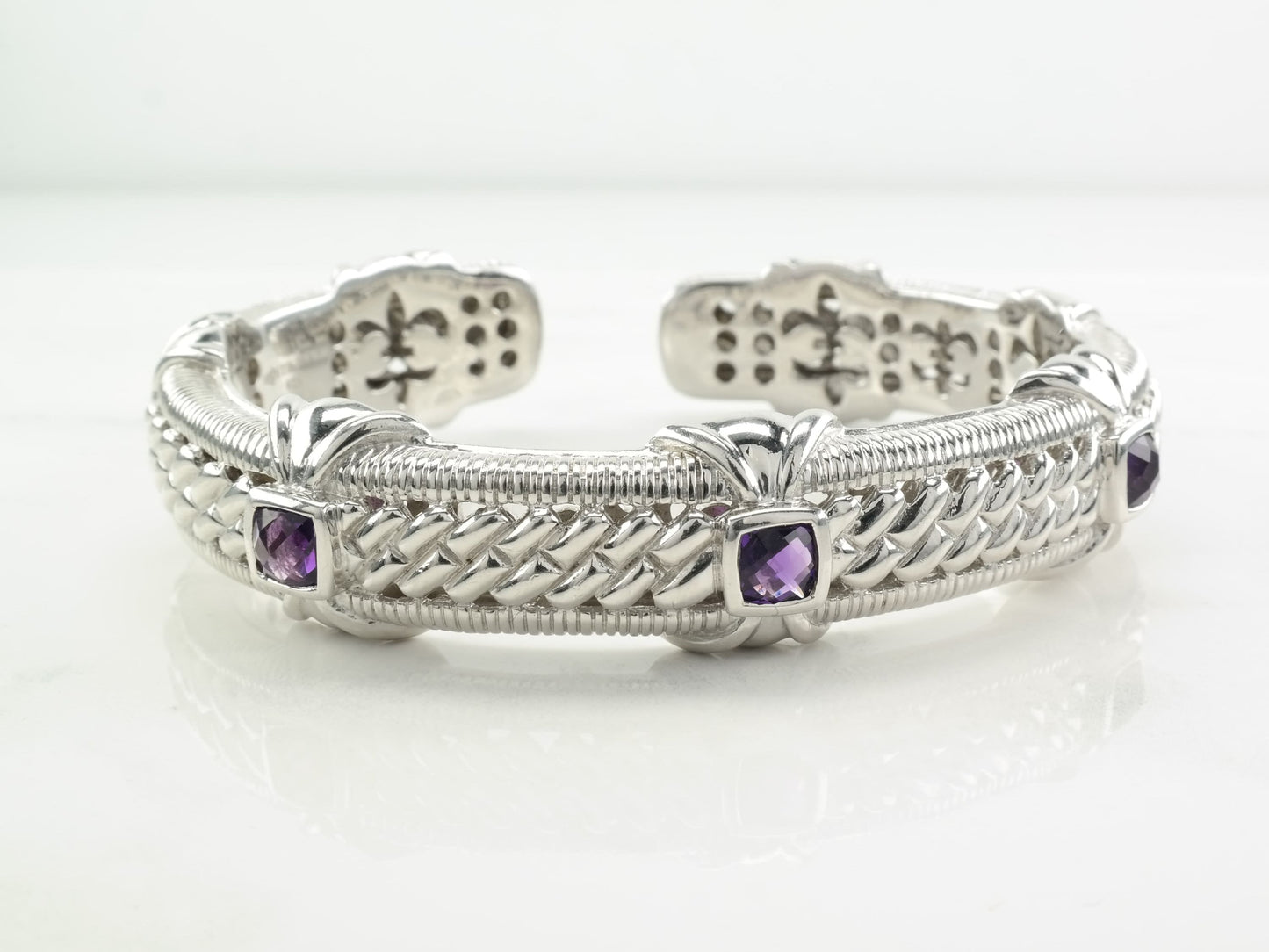 Judith Ripka Sterling Silver Cuff Bracelet Purple Amethyst