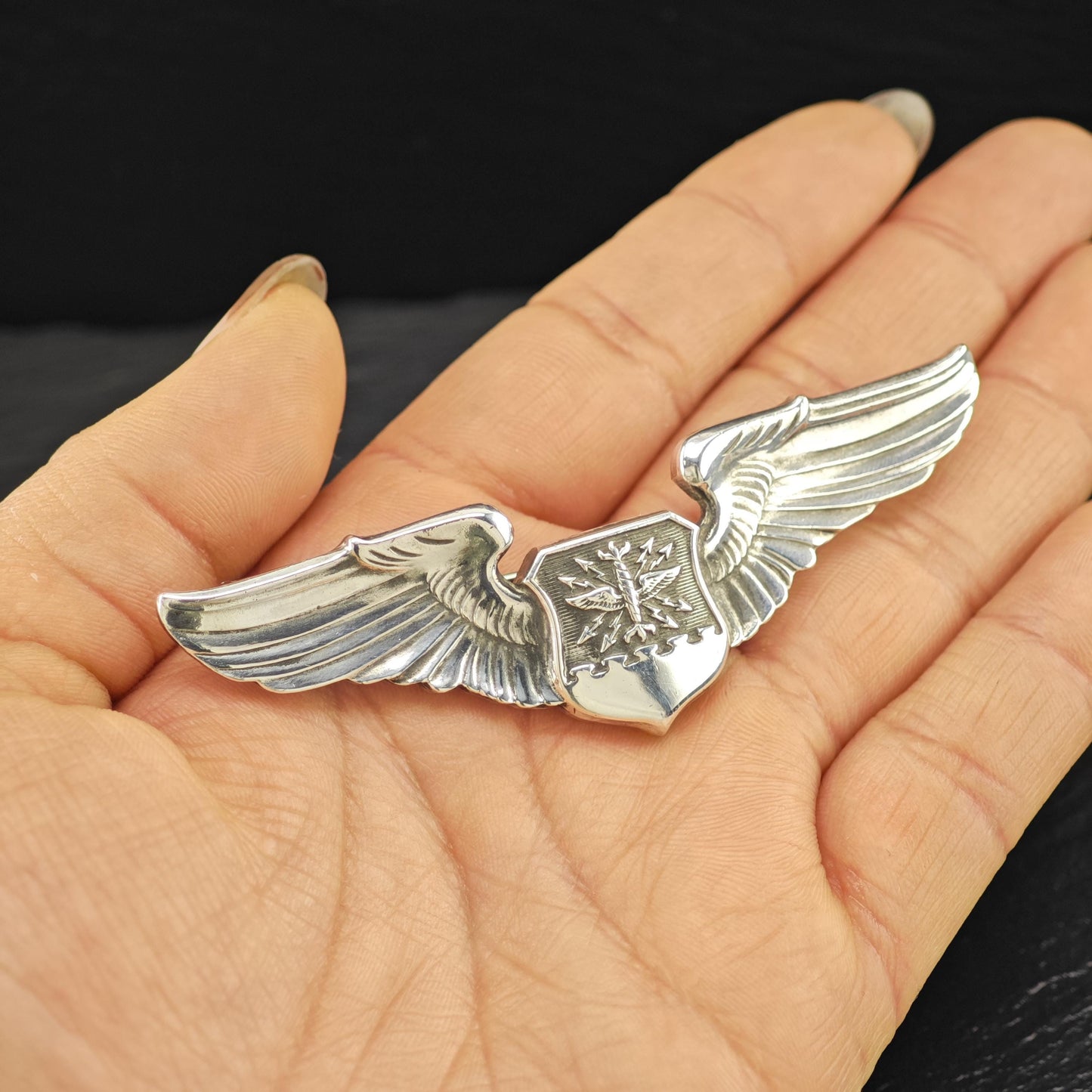 WW2 Sterling Silver Brooch, USAF Navigator Observer Wings