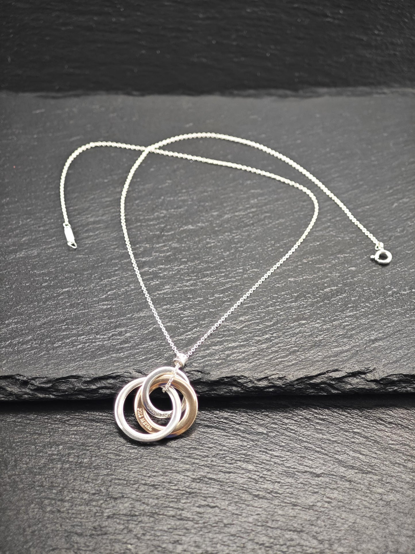 Vintage Tiffany Gold Tone 1837 Interlocking, Circles Necklace Sterling Silver N2494