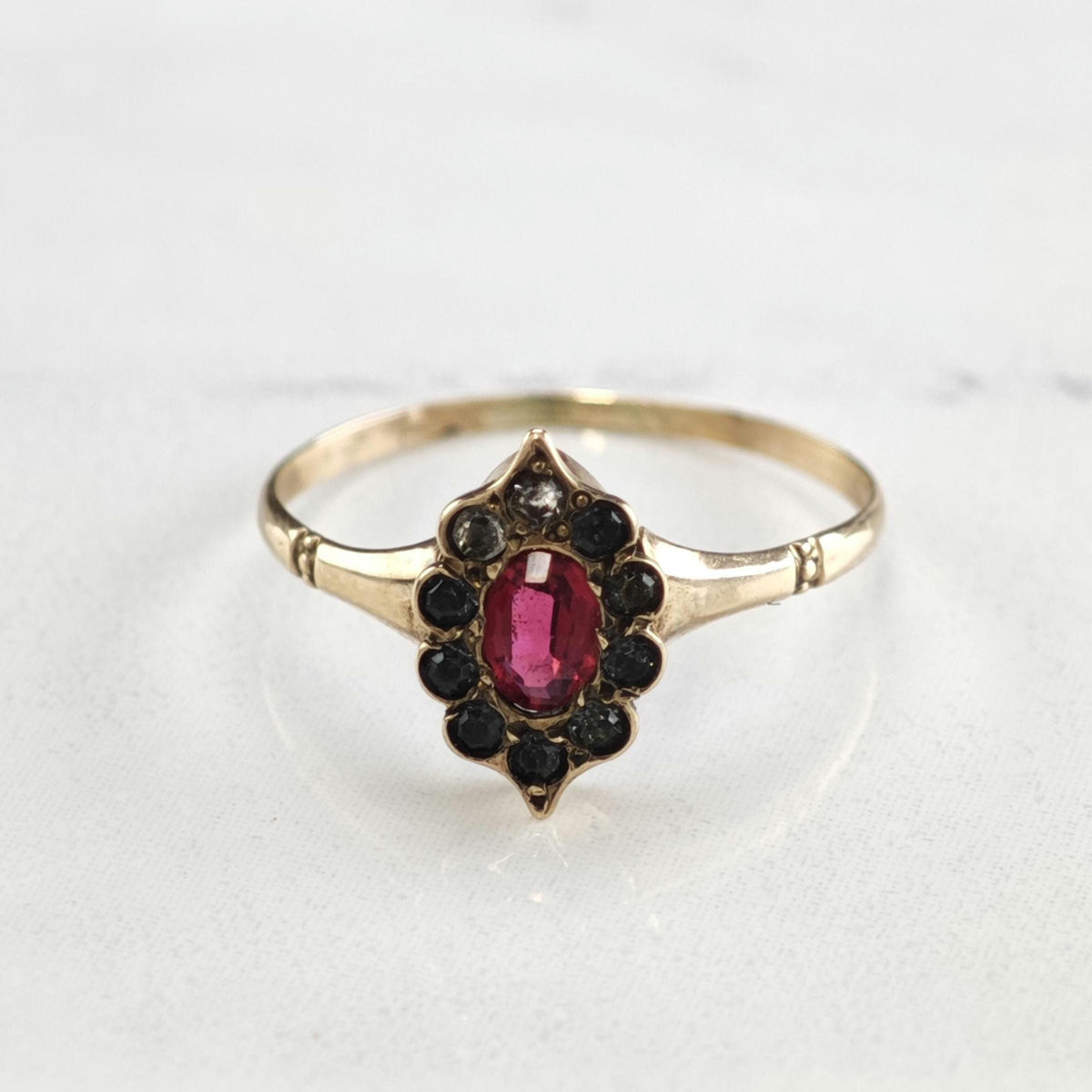 Victorian Paste 8K Yellow Gold Ring Sz 7 R6781