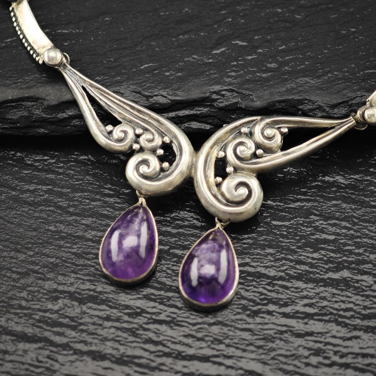 Margot De Taxco Sterling Silver Purple Amethyst Choker Necklace