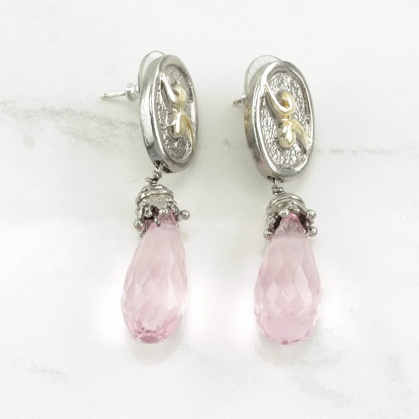 Sevan Sterling Silver Pink Stone Teardrop Earrings Stud/Dangle