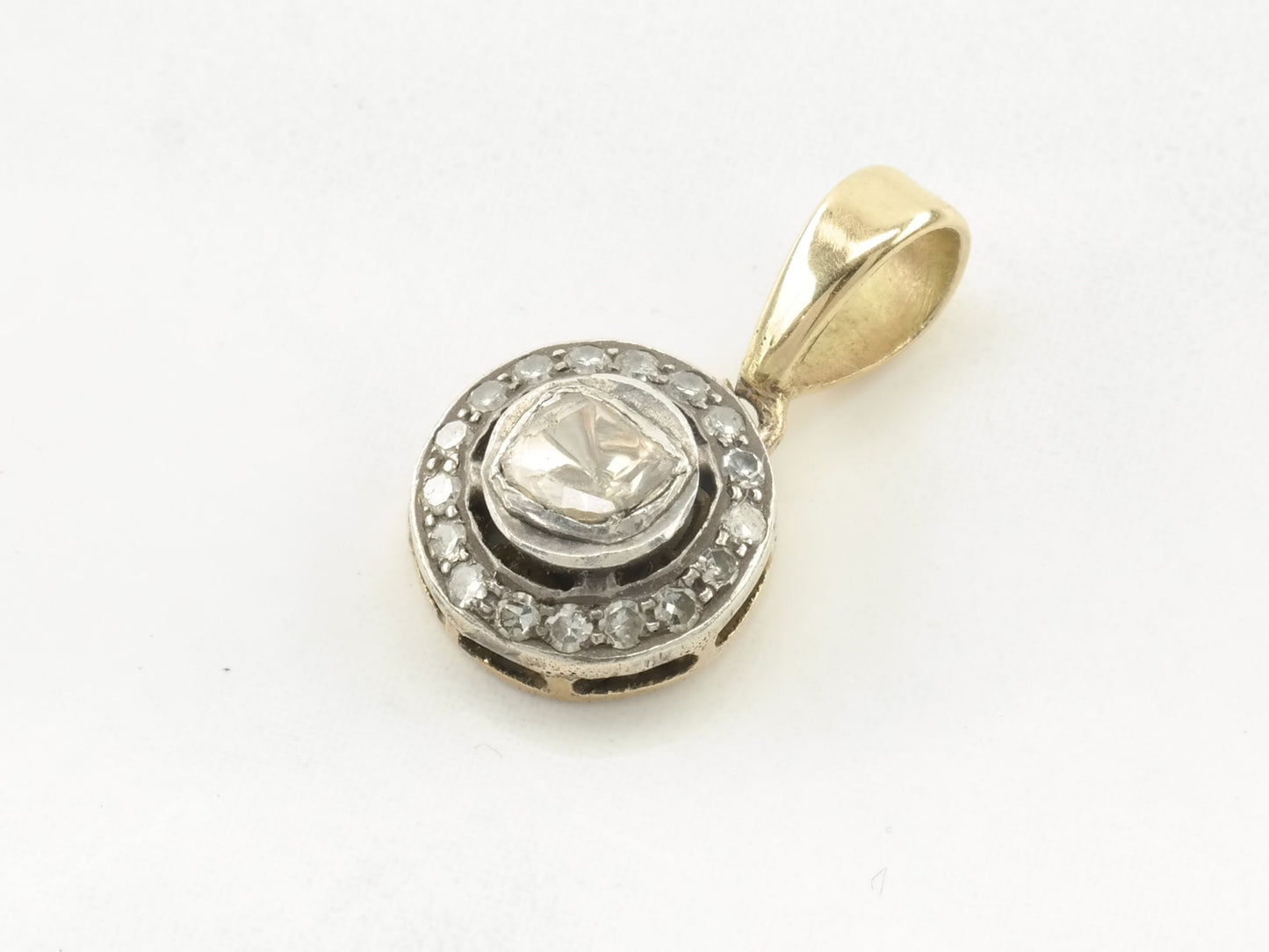 Vintage Polki Diamond Pendant and Earring Set Sterling Silver