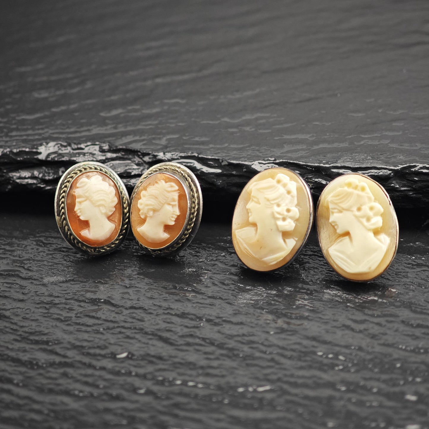 Choice of Coral, White Cameo Stud Sterling Silver Earrings ER3171