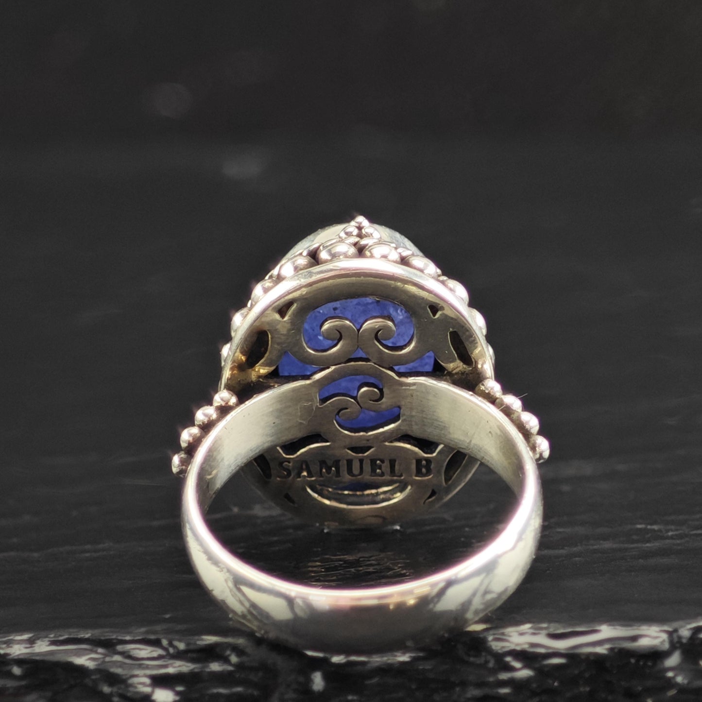 Samuel B Tanzanite Cabochon Ring Sterling Silver Sz 8 R6578