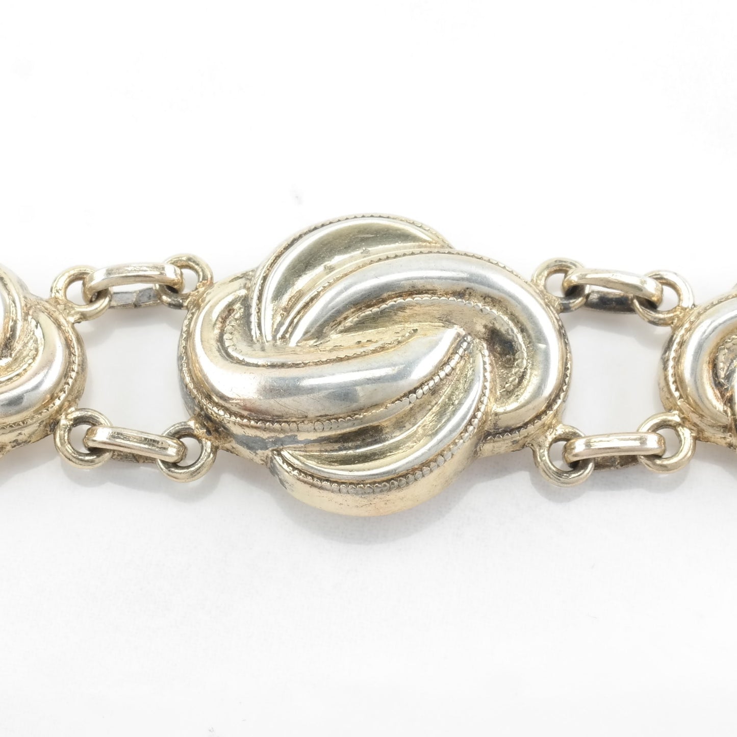 Victorian Love Knot Gold Gilded 800 Sterling Silver Link Bracelet