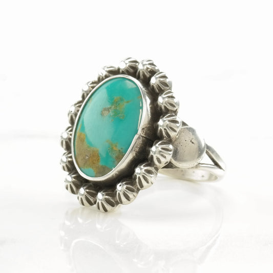 Navajo Guild Silver Ring Turquoise Sterling Size 7