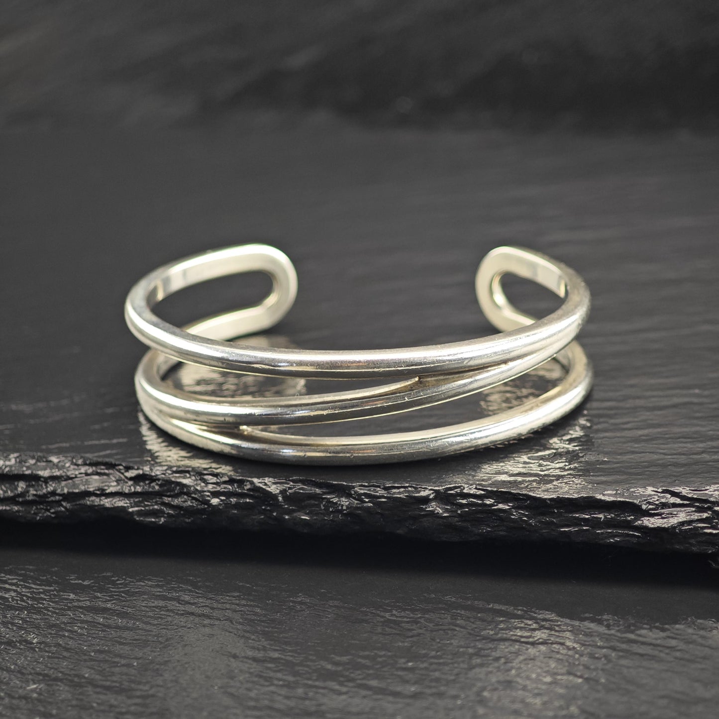 Vintage Tiffany & Co. Diaganol Sterling Silver Cuff Sz 6" BR3124
