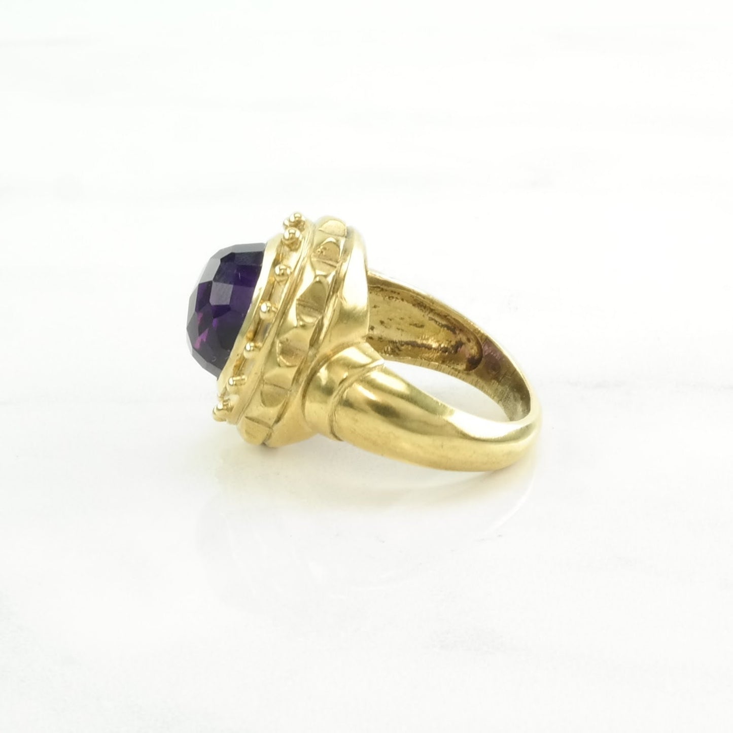 Sevan Silver Ring Amethyst Gold Plated Sterling Purple Size 7 1/4