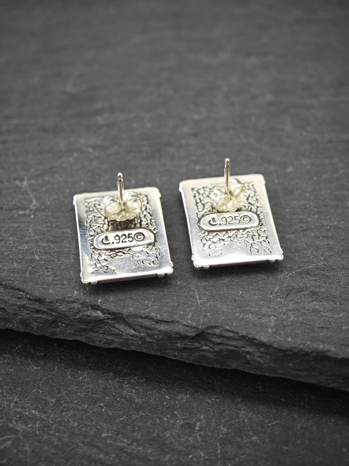 Vintage Carolyn Pollack, Inlay Sterling Silver Stud Earrings