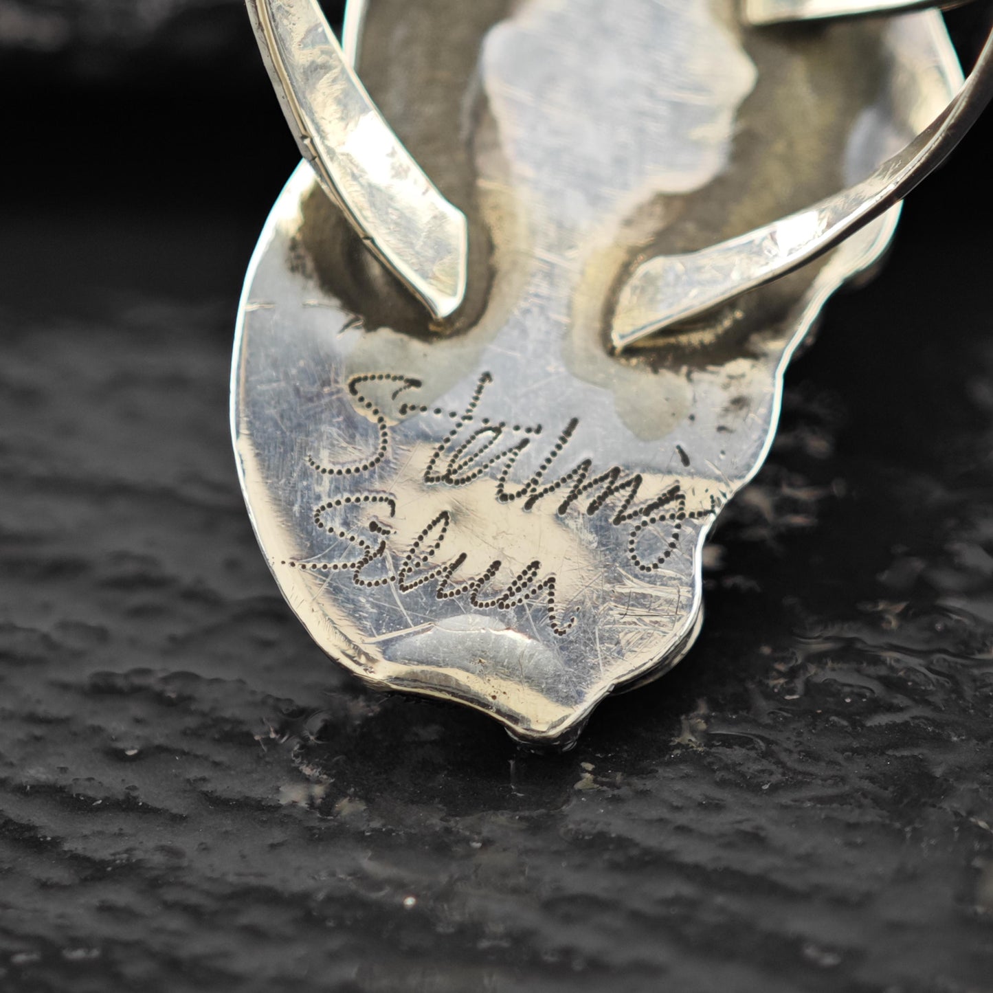 Navajo, J. Morris Long Turquoise Ring Sterling Silver Size 6 3/4