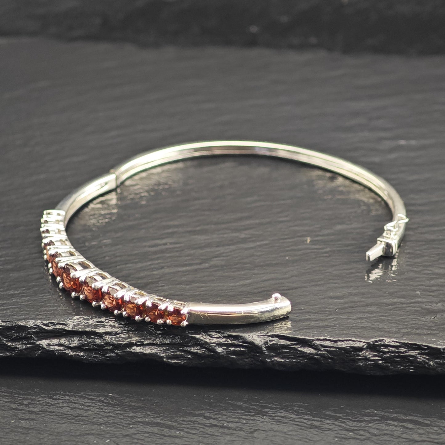 Choice of Garnet & Peridot Sterling Silver Bangles Sz 7 1/4" BR3129