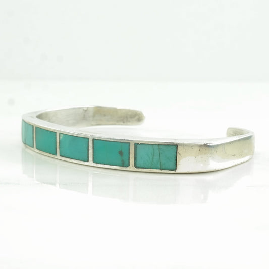 Damaged for Repair Native American Sterling Silver Cuff Bracelet Turquoise Inlay