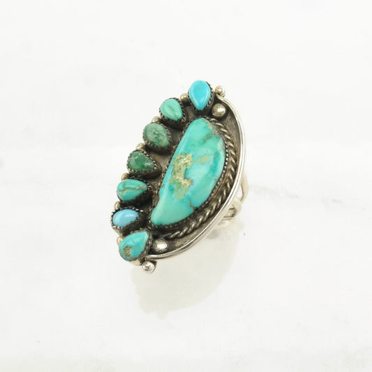 Native American Silver Ring Turquoise Sterling Blue Size 7