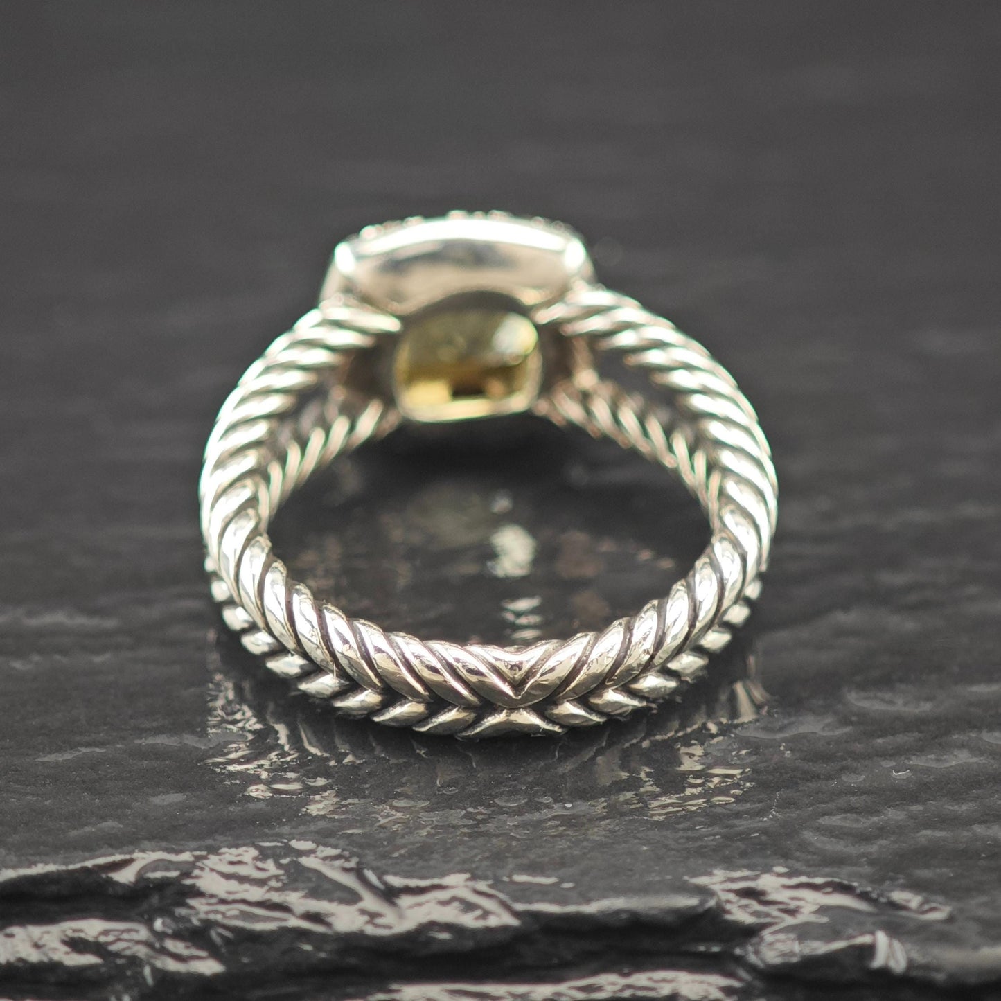 David Yurman Albion Prasiolite Diamond Ring Sterling Silver