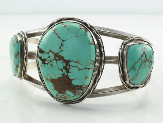 Southwest Sterling Silver Cuff Bracelet Turquoise Number Eight