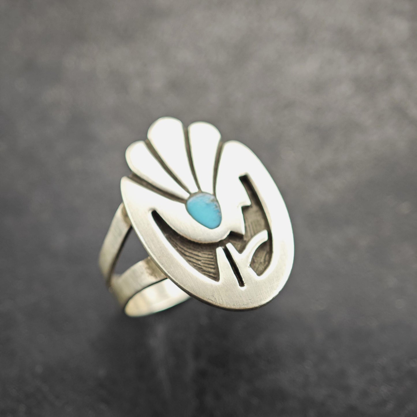 Hopi Turquoise Overlay Sterling Silver Ring Sz9 R6544