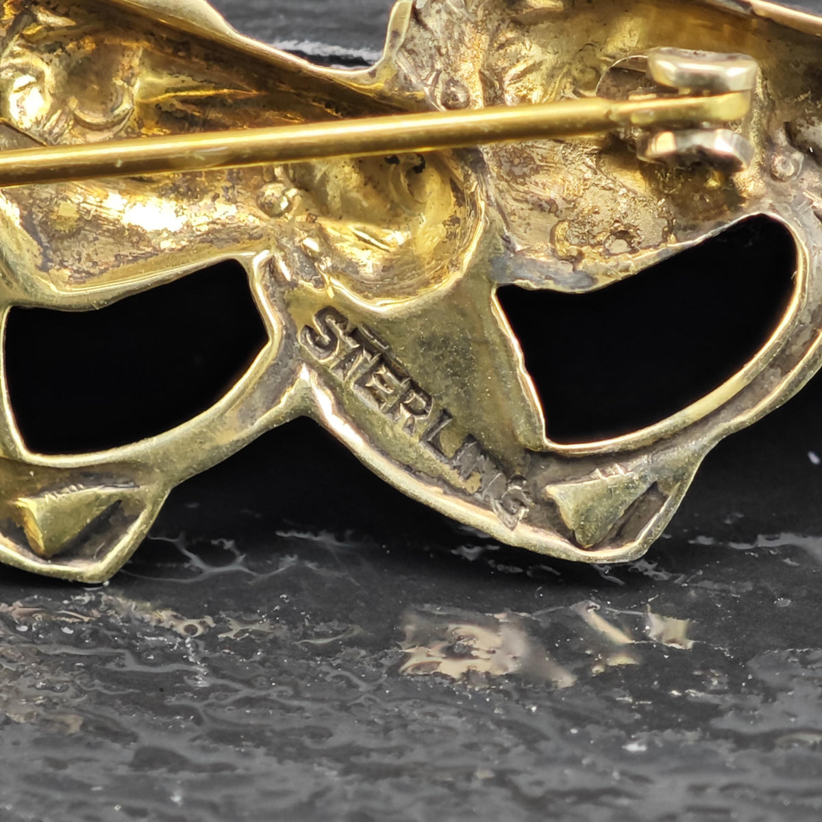 Gold Plated Horse Head Brooch Sterling Silver B2242