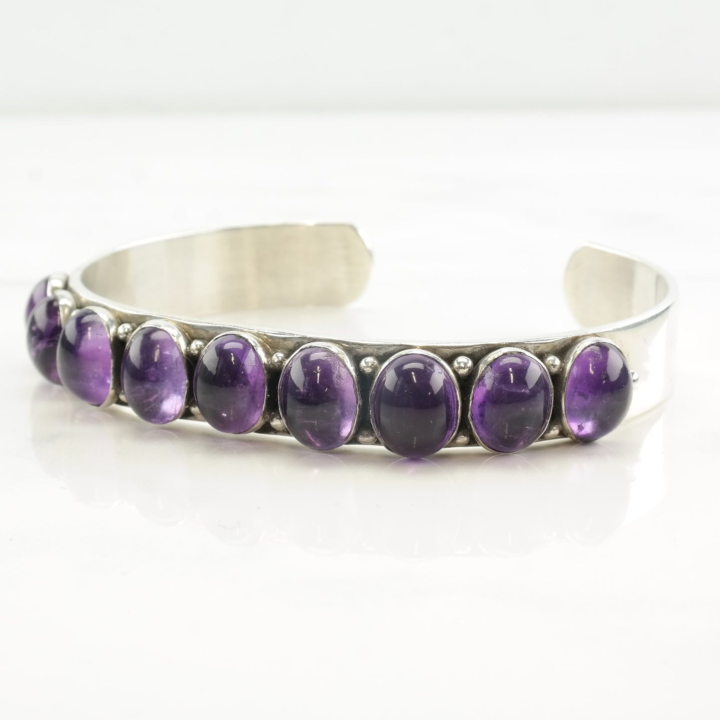 Toadlena Sterling Silver Amethyst Cluster Cuff Bracelet