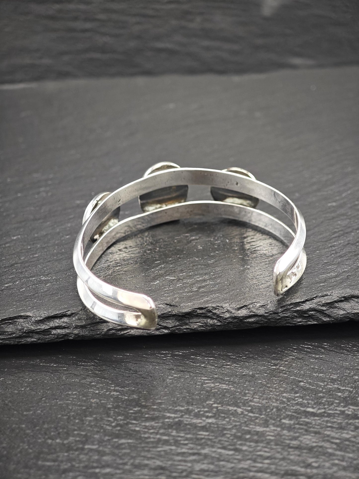Native American Number Eight Turquoise, Shadow Box Cuff Bracelet Sterling Silver