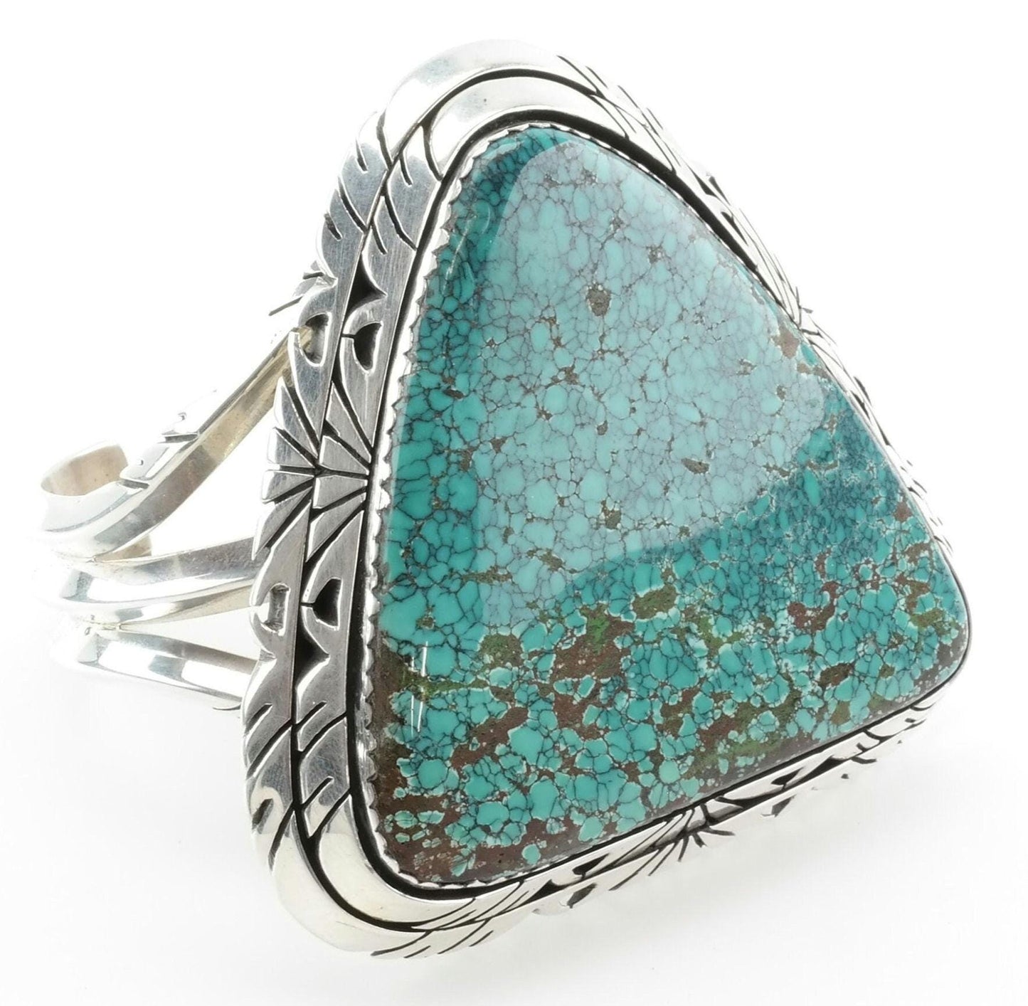 Spiderweb Turquoise Native American Sterling Silver Cuff Bracelet