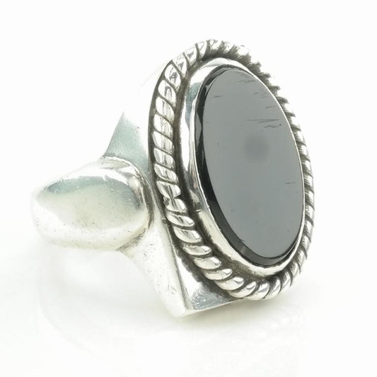 Vintage Andreas Beckmann Silver Ring Onyx Large Sterling Black Size 10