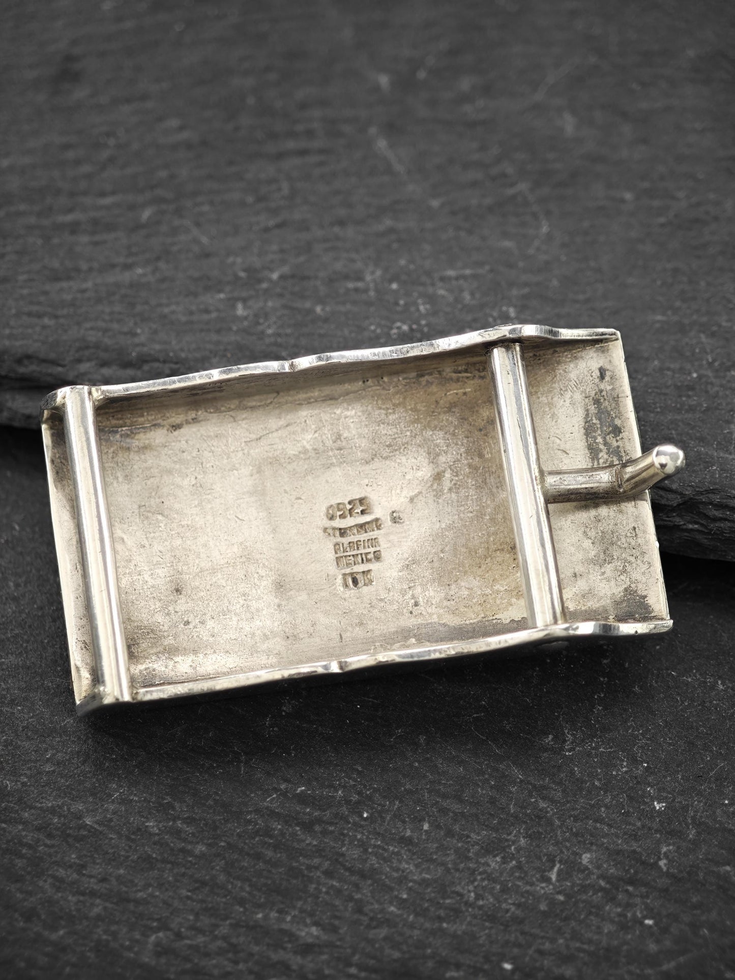 Vintage Alafina Mexico 10K, Belt Buckle Sterling Silver Initials VT