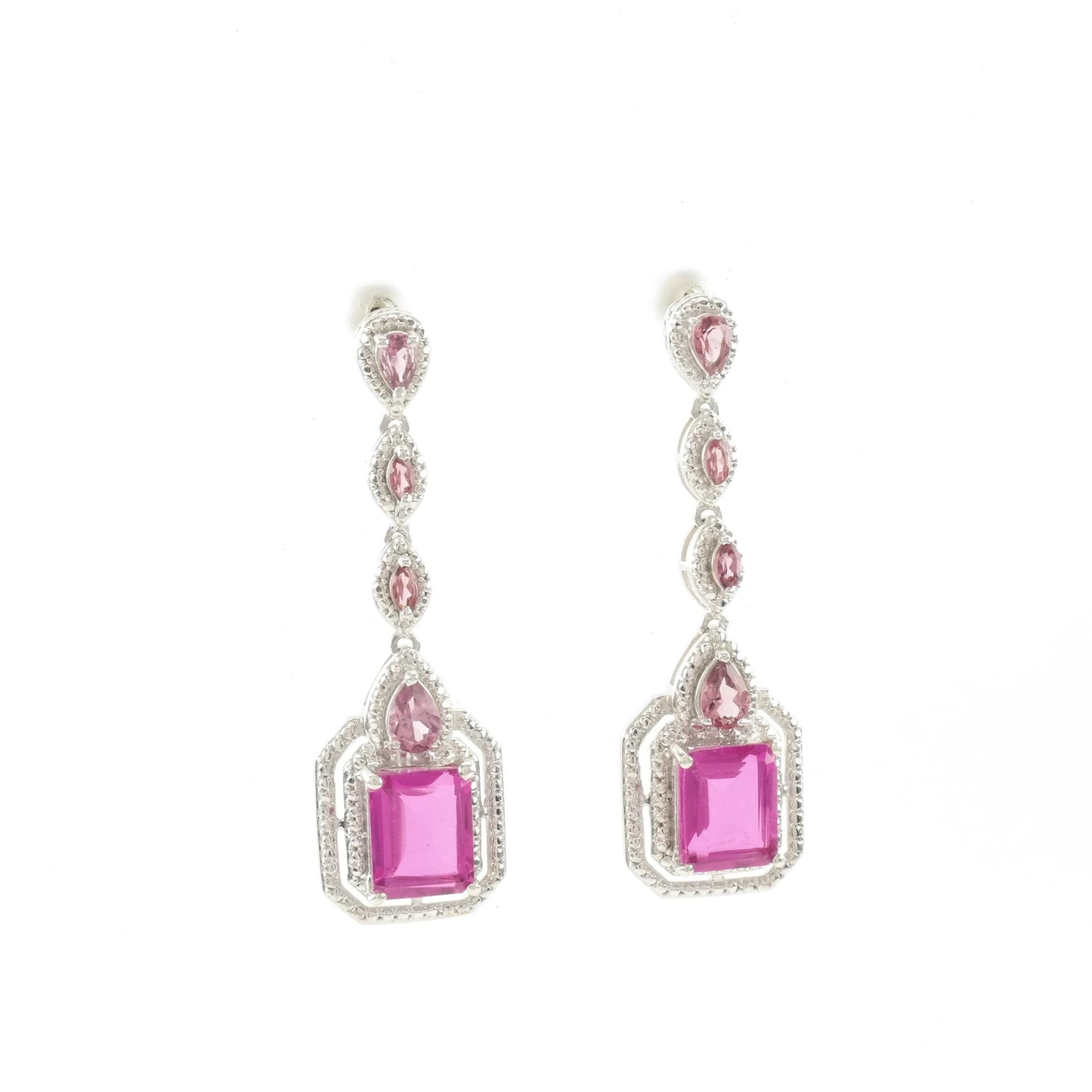 Pink Quartz Doublet Sterling Silver Stud Dangle Earrings