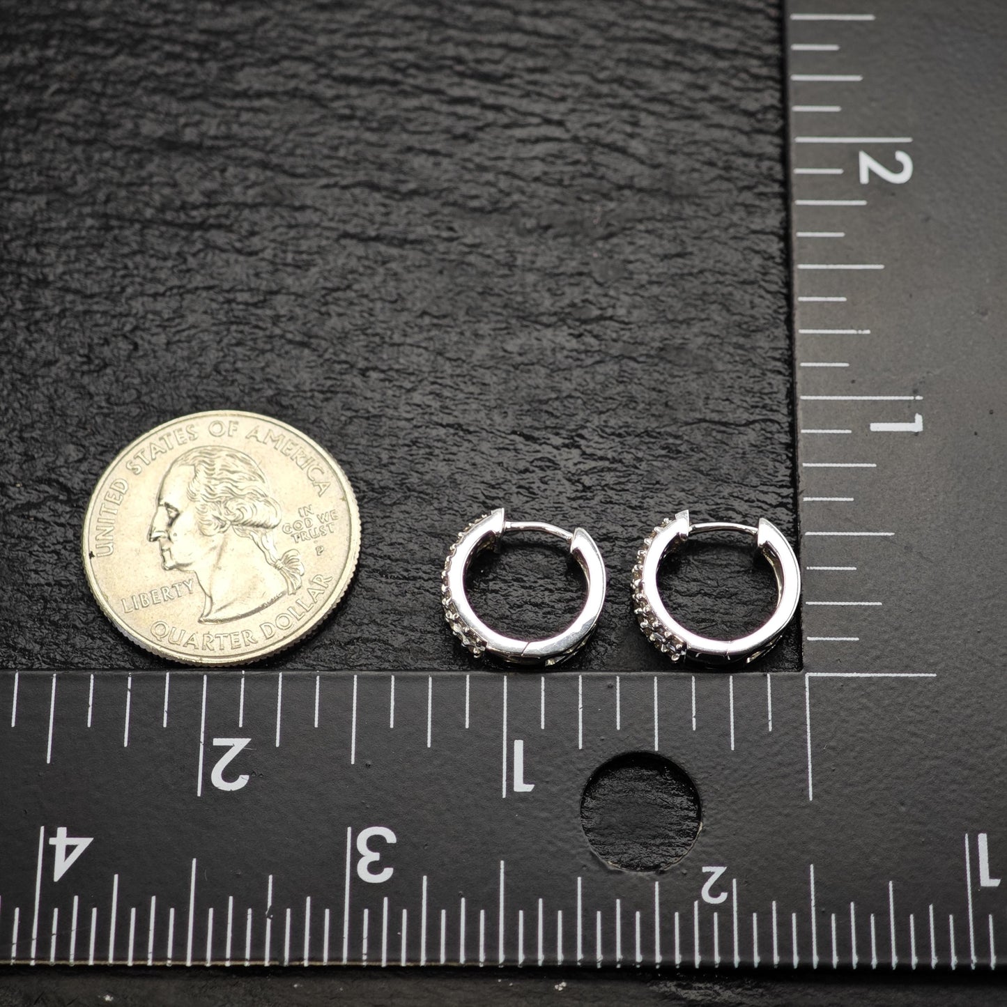 1/2cttw Diamond Mini Hoops Latch Back Sterling Silver Earrings ER3193