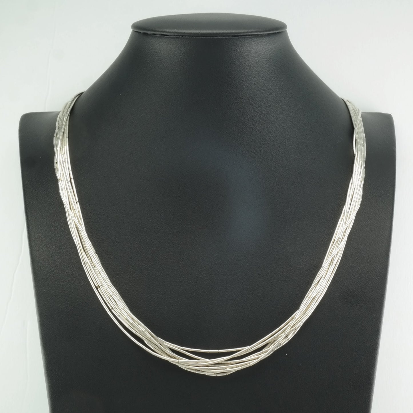 Southwest Sterling Silver 10 Strand Liquid Silver Necklace