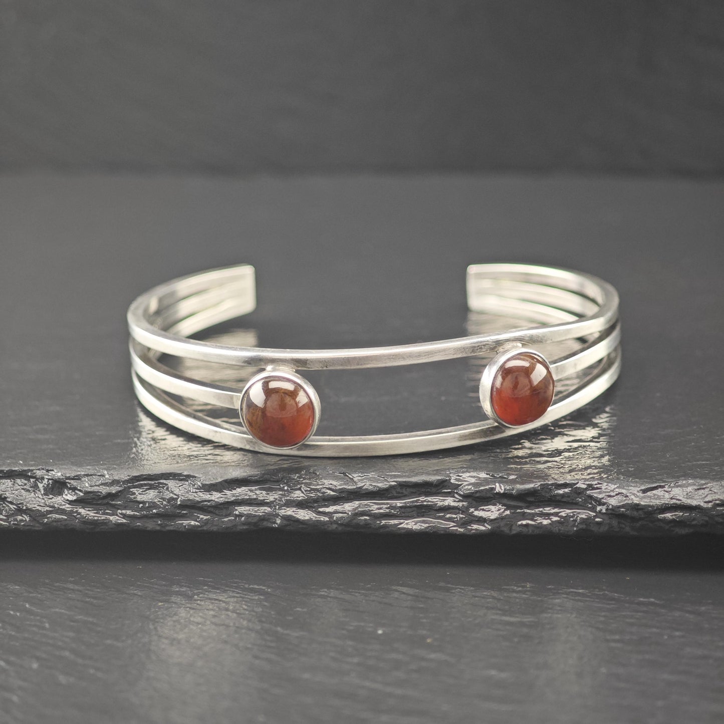 Denmark Silver Amber Modernist Cuff Bracelet Sterling N. E From