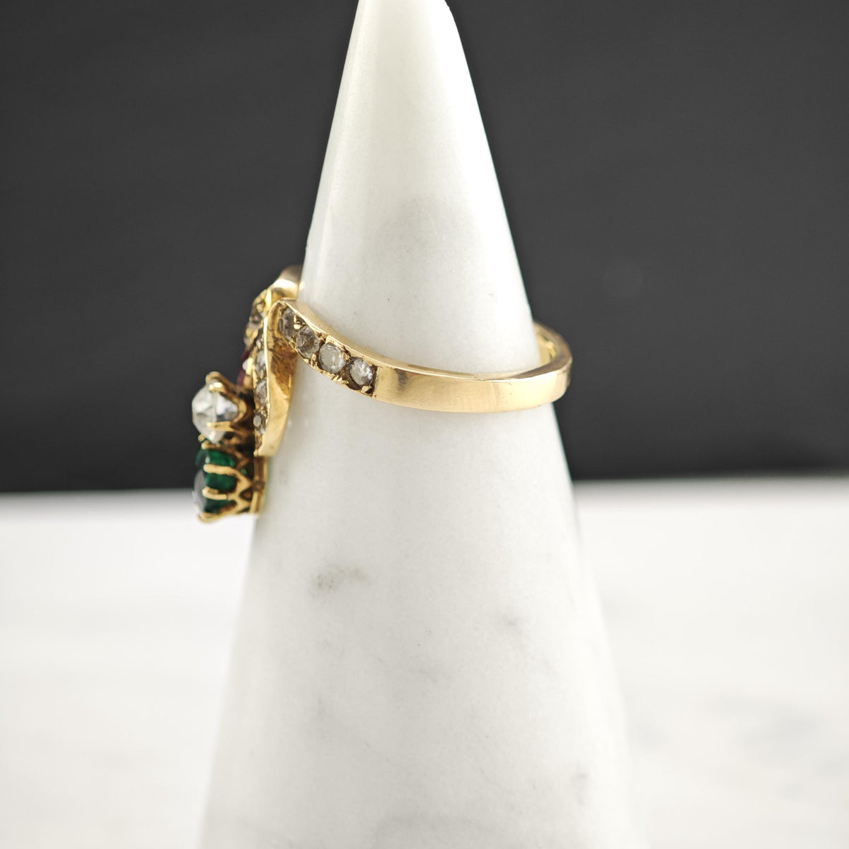 Victorian Multi Paste Stone 14K Gold Ring Sz 7 1/4 R6798