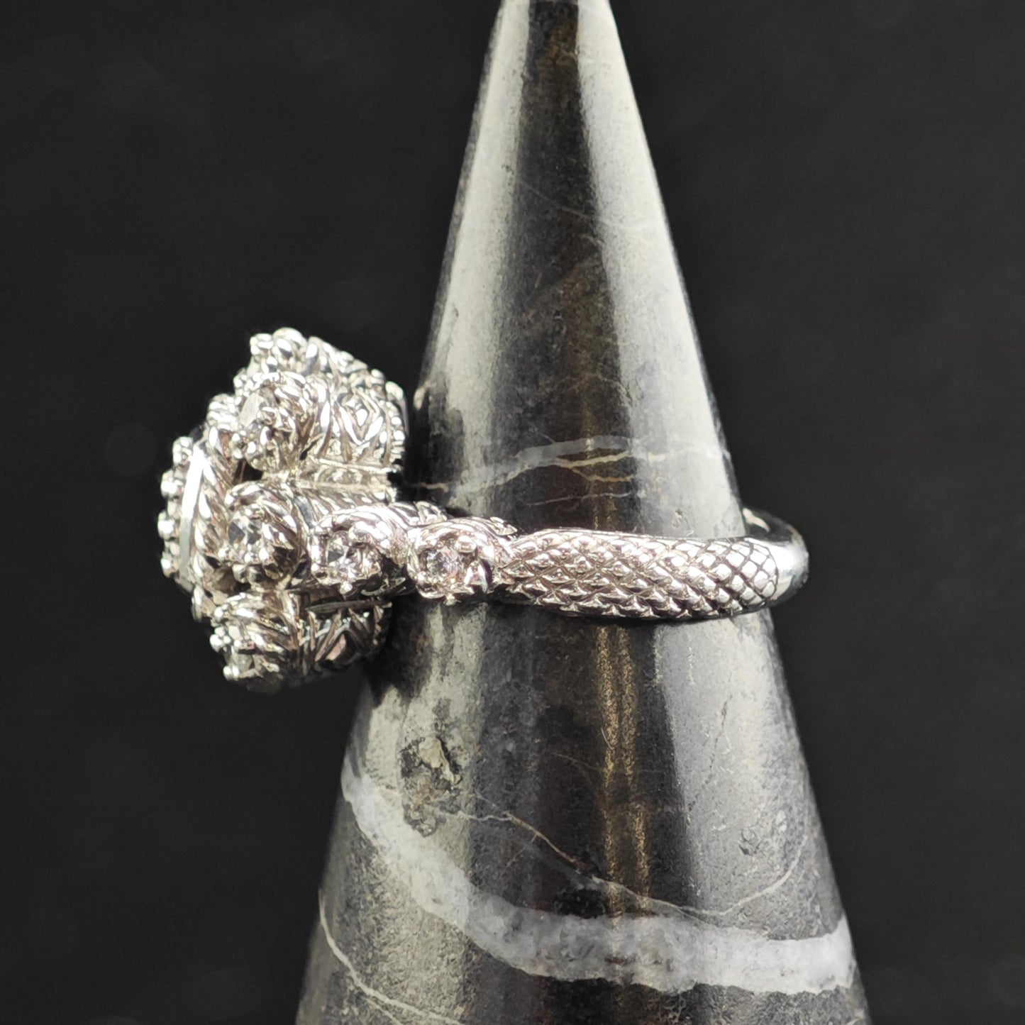 Vintage Judith Ripka CZ Square Design Sterling Silver Ring Sz 6 R6570