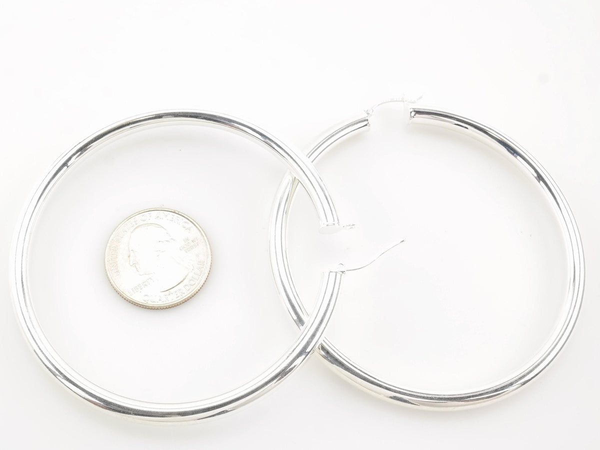 XL Sterling Silver Hoop Earrings: Large Size (2 7/8" Wide)