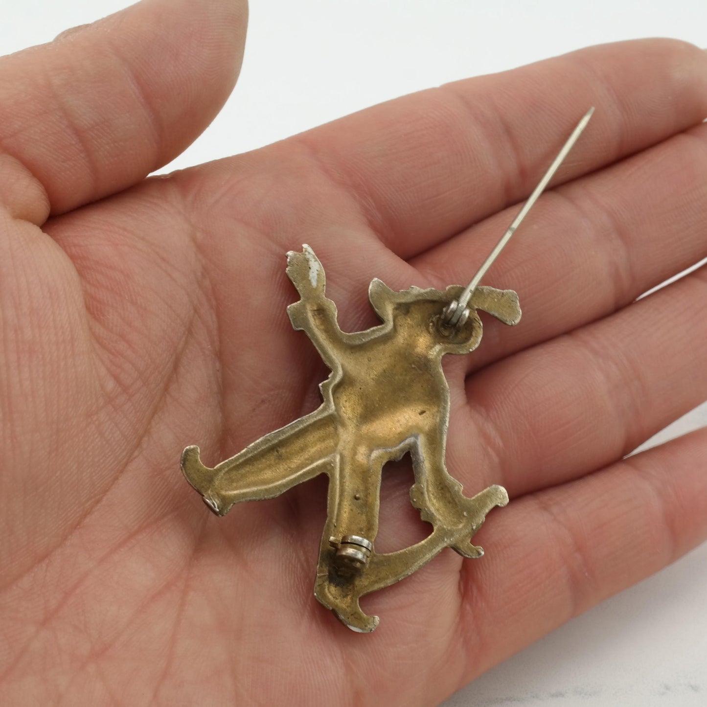 Gold Tone Pirate Sinbad Brooch Sterling Silver