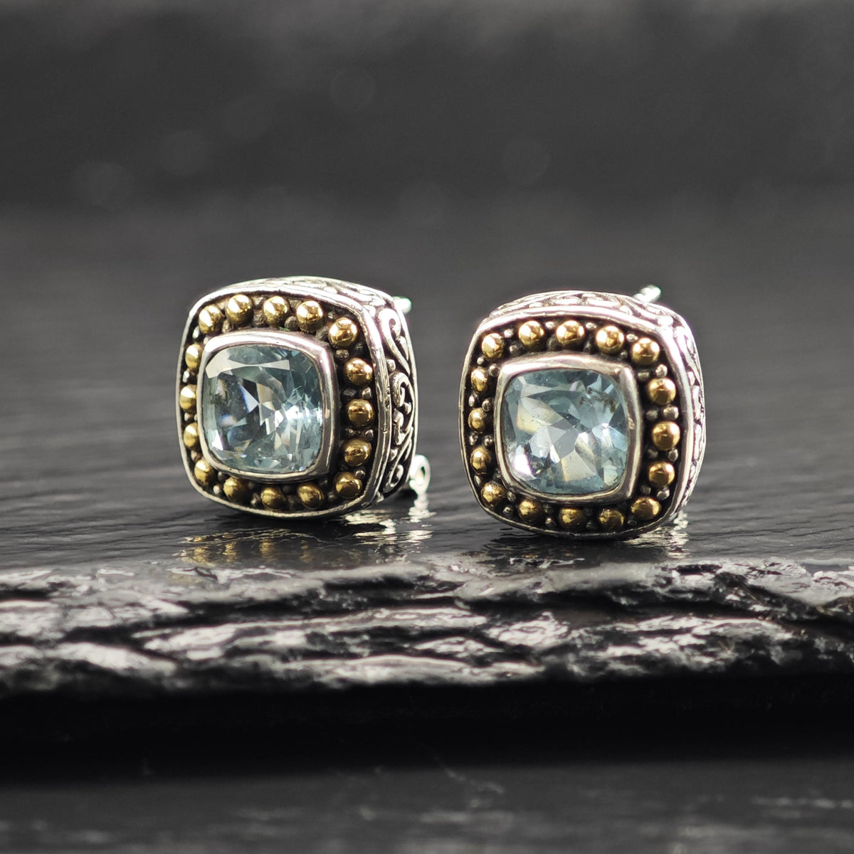 Topaz 18K Gold Accent Sterling Silver Omega/Stud Earrings ER3226