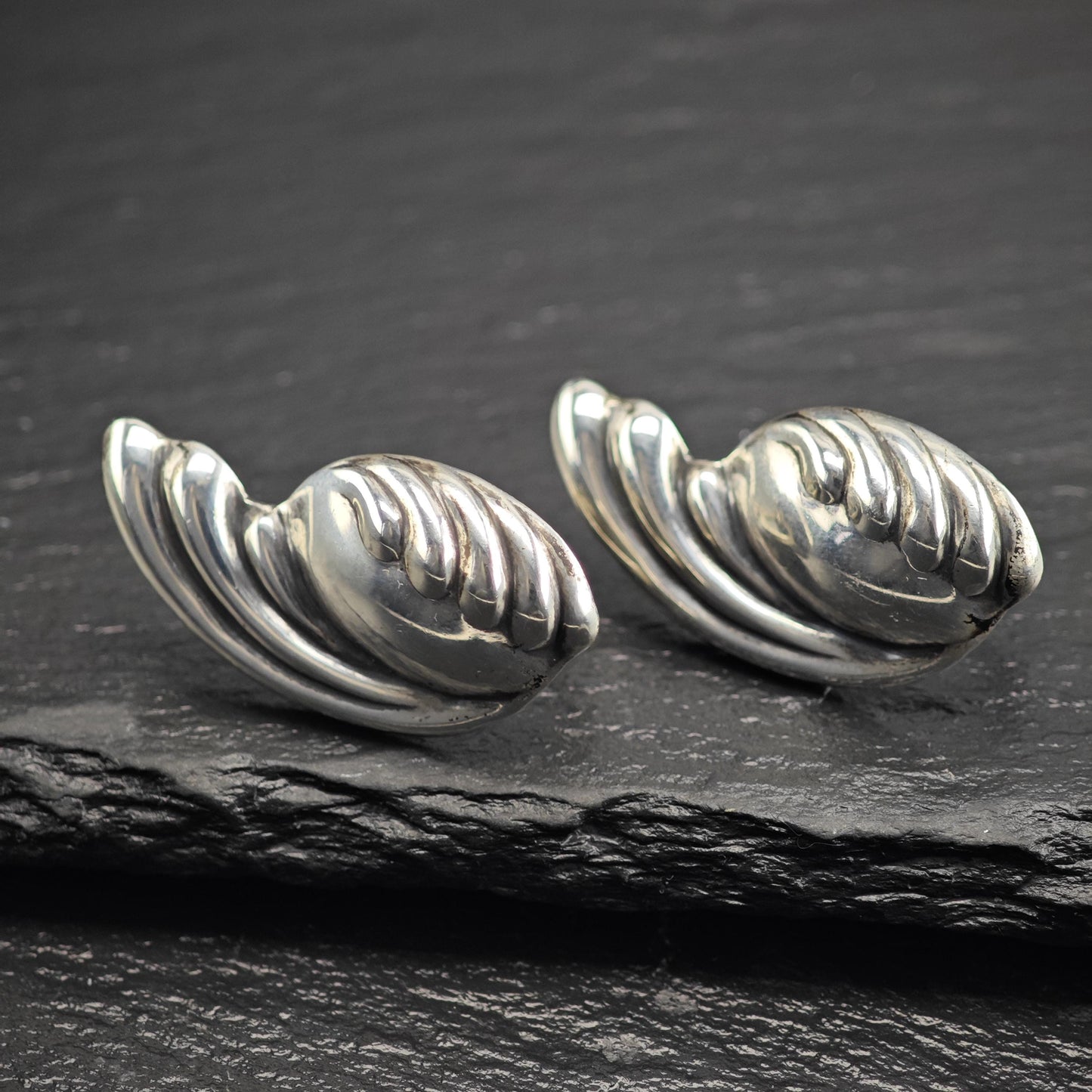 Abstract Taxco Screw Back Sterling Silver Earrings ER3186