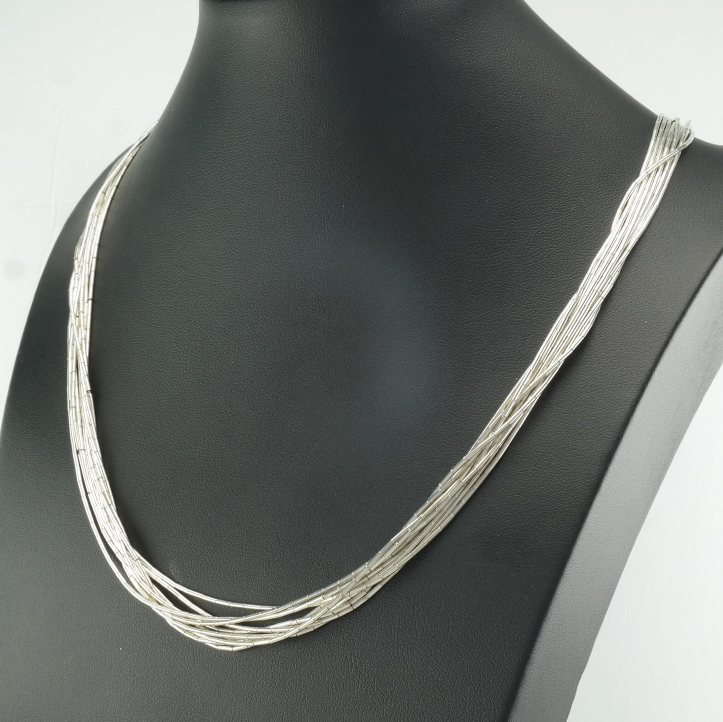 Southwest Sterling Silver 10 Strand Liquid Silver Necklace