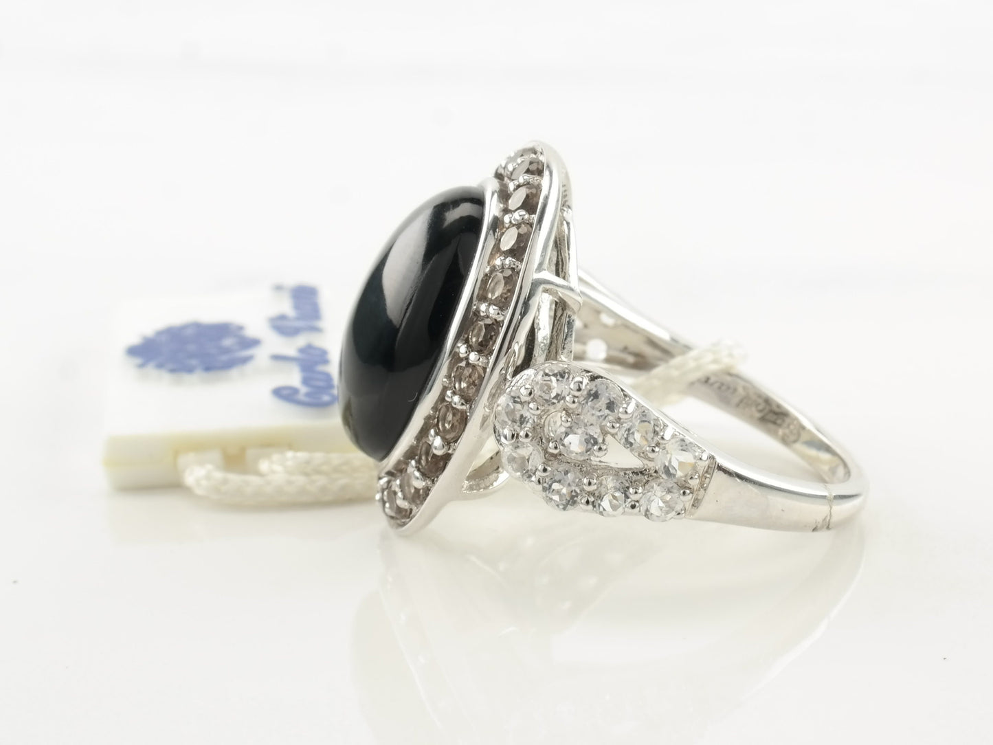 Carlo Viani Ring Black Onyx Spinel Sterling Silver Size 7