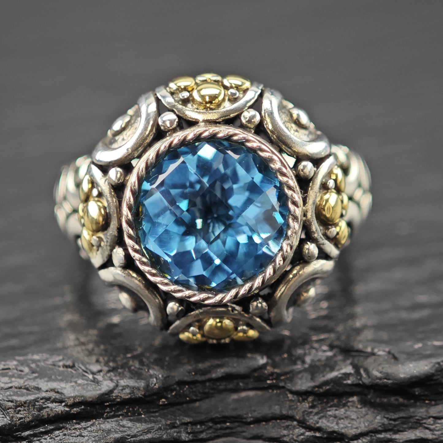 Effy Topaz 18K Gold Accent Ring Sterling Silver Sz 7 R6028