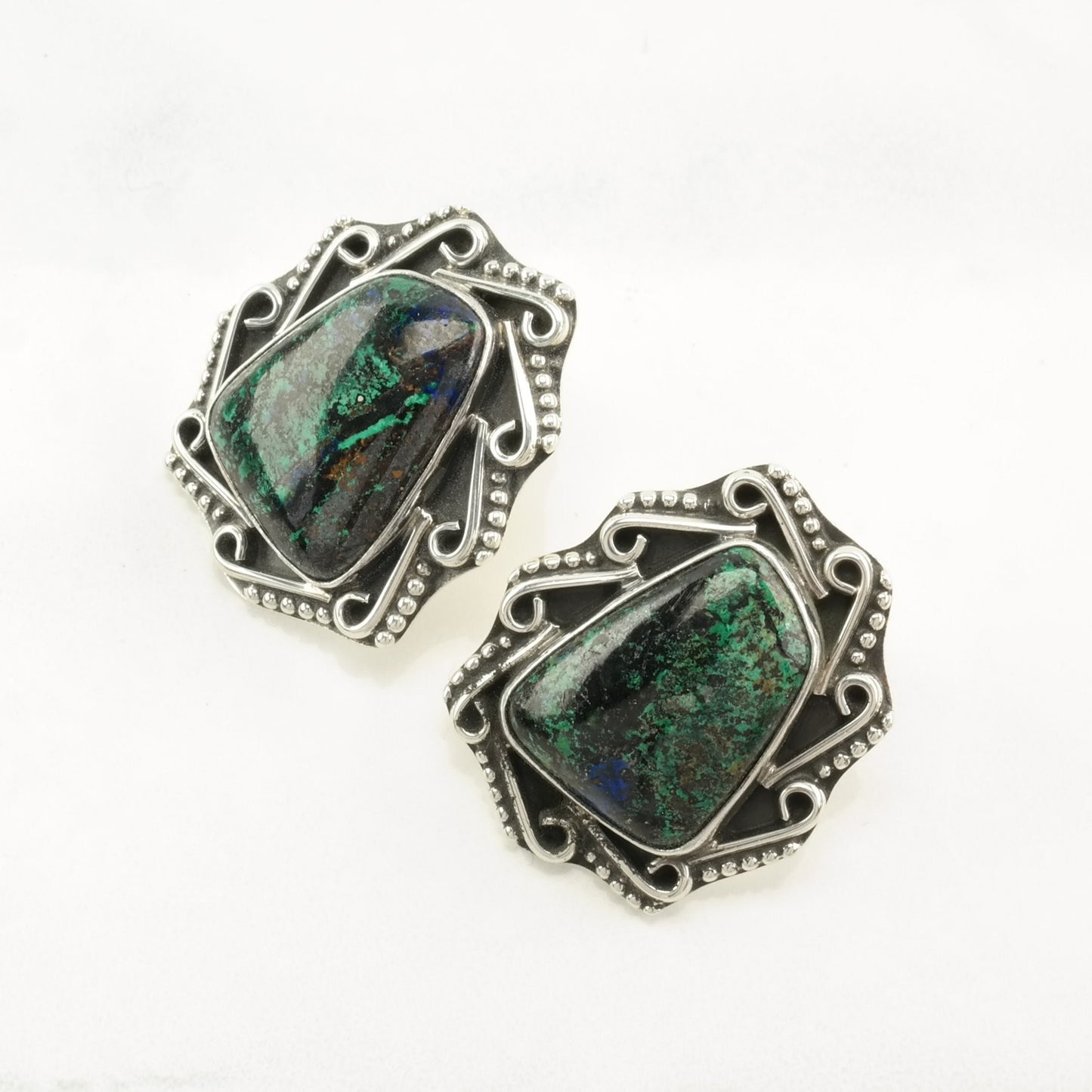 DTR Sterling Silver Chrysocolla Southwest Earrings Stud