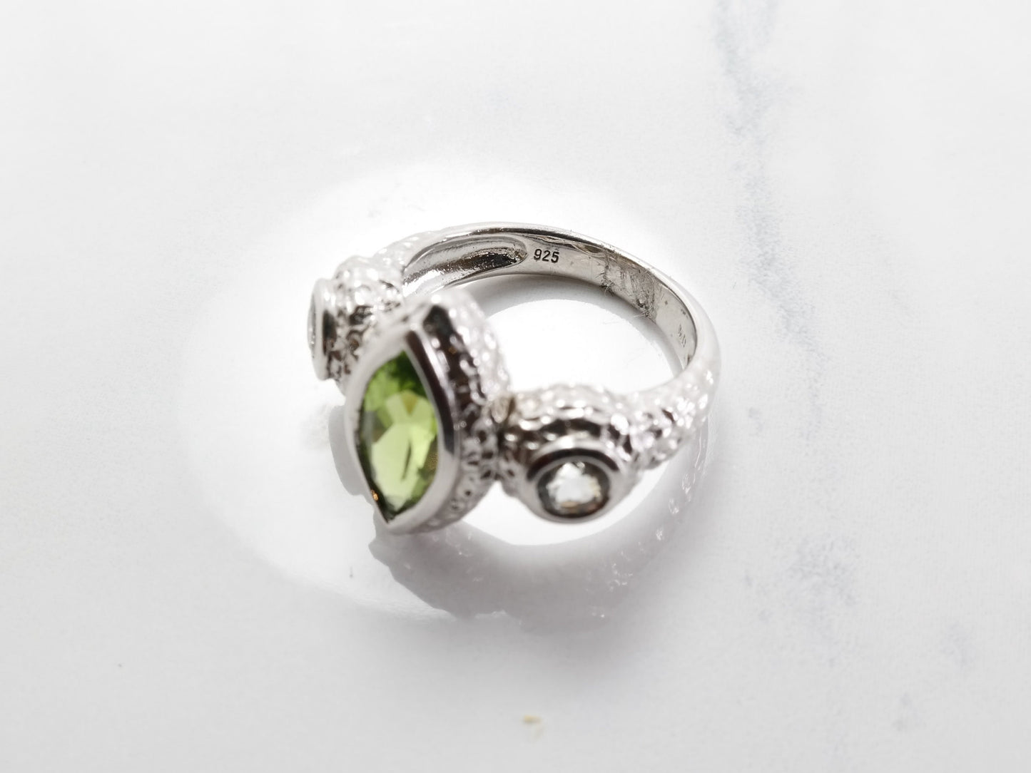 Ring Peridot Topaz Sterling Silver Size 7 3/4