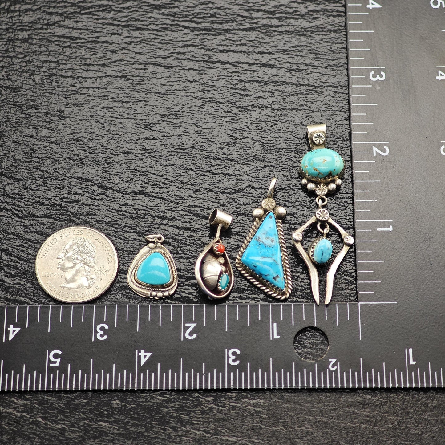 Choice Of Native American & SW Turquoise Pendants Sterling Silver