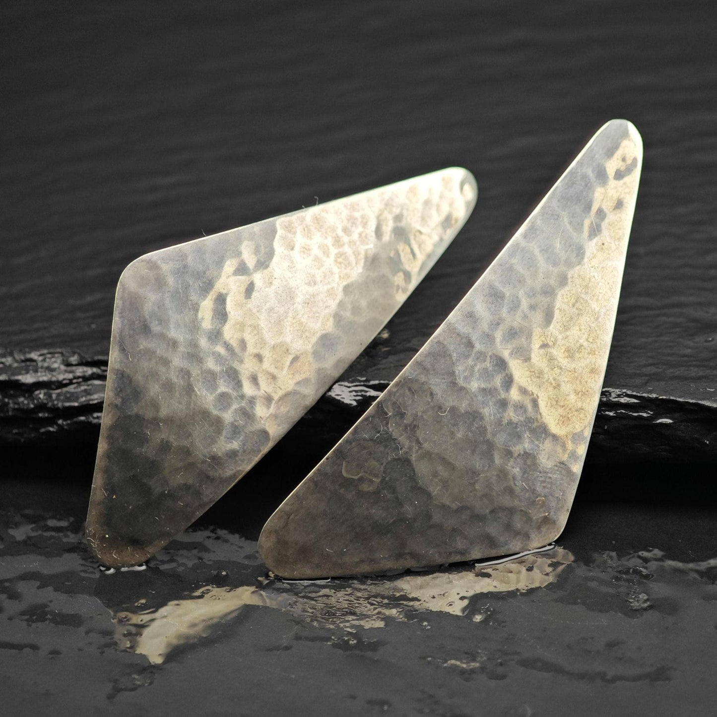 Native American Hammered Finish Stud Sterling Silver Earrings ER3121