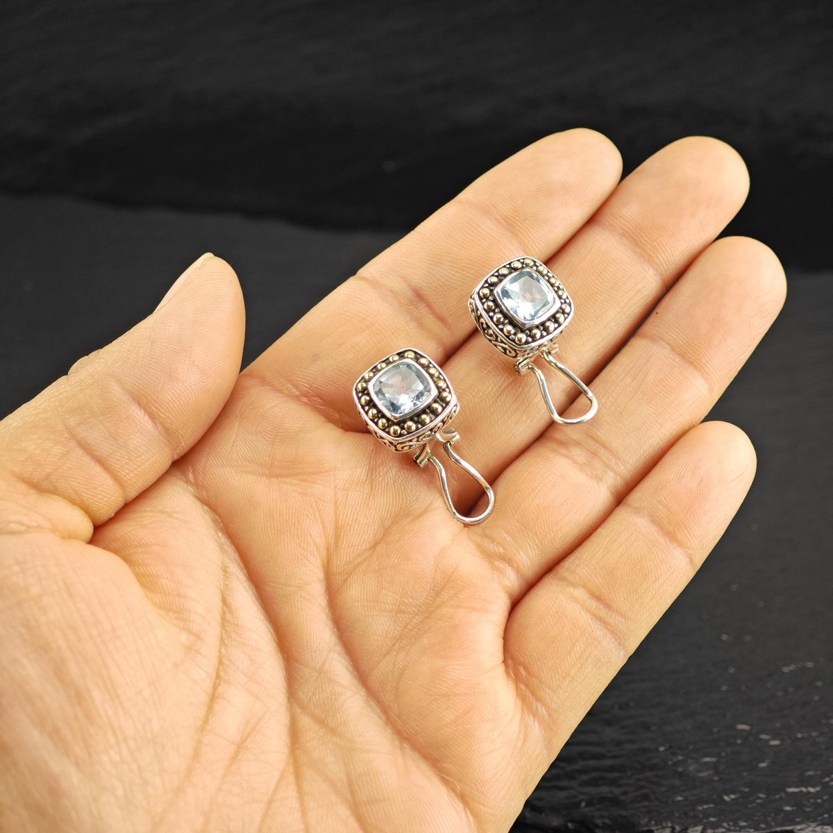 Topaz 18K Gold Accent Sterling Silver Omega/Stud Earrings ER3226