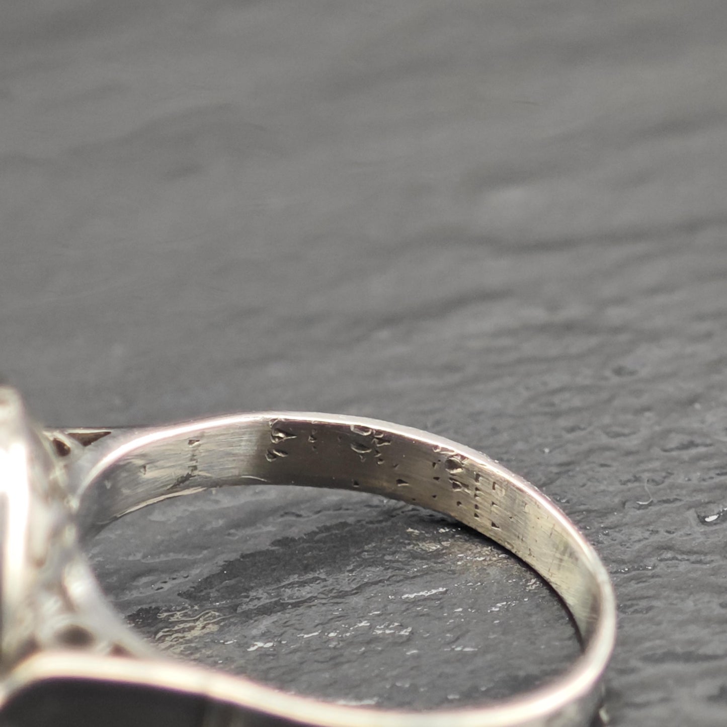 Art Deco Pearl Diamond Palladium Silver Ring Sz 6 1/2 R6715