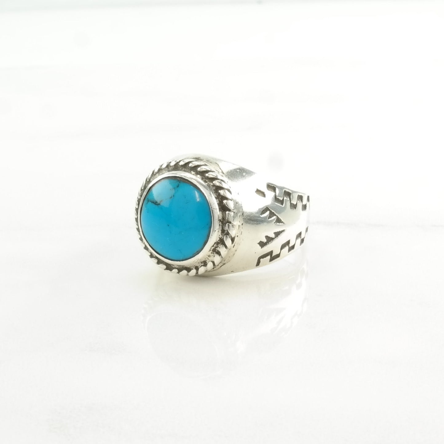 Sterling Silver Ring Turquoise Overlay Blue Size 9 1/2