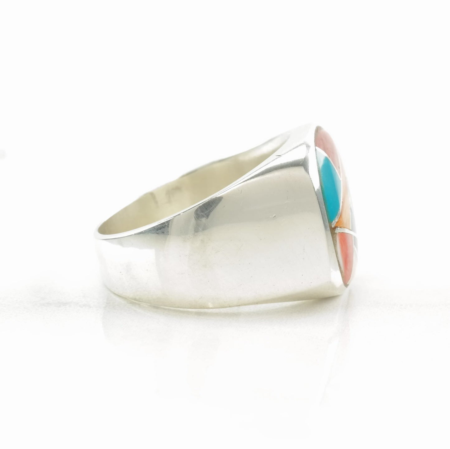 Ferris Sterling Silver Inlay Ring | Multi-Gemstone Southwest Jewelry | Size 11.5