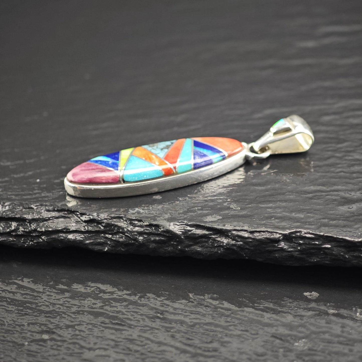 SW Ferris Multi-stone Inlay Pendant Sterling Silver P3075